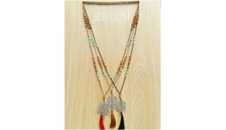 rudraksha tassels bead three color pendant tree life bronze